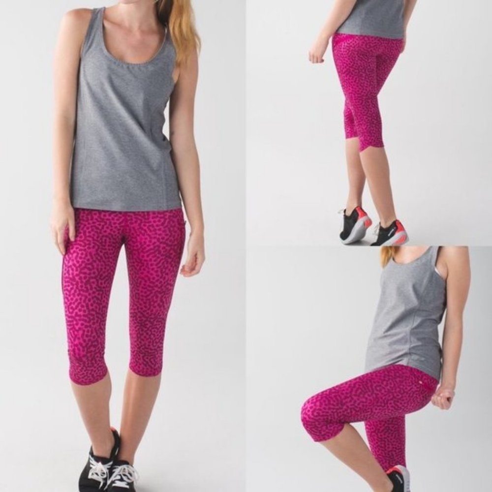 Lululemon  Top Speed Crop Ace Spot Magenta 4 pants leopard